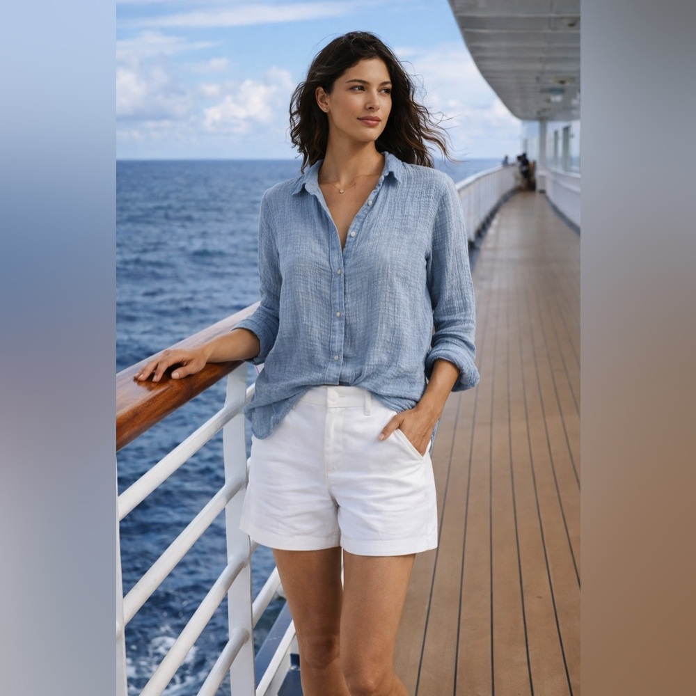 CASA BACANA - Casual Blue Button-Down Shirt for women size XS